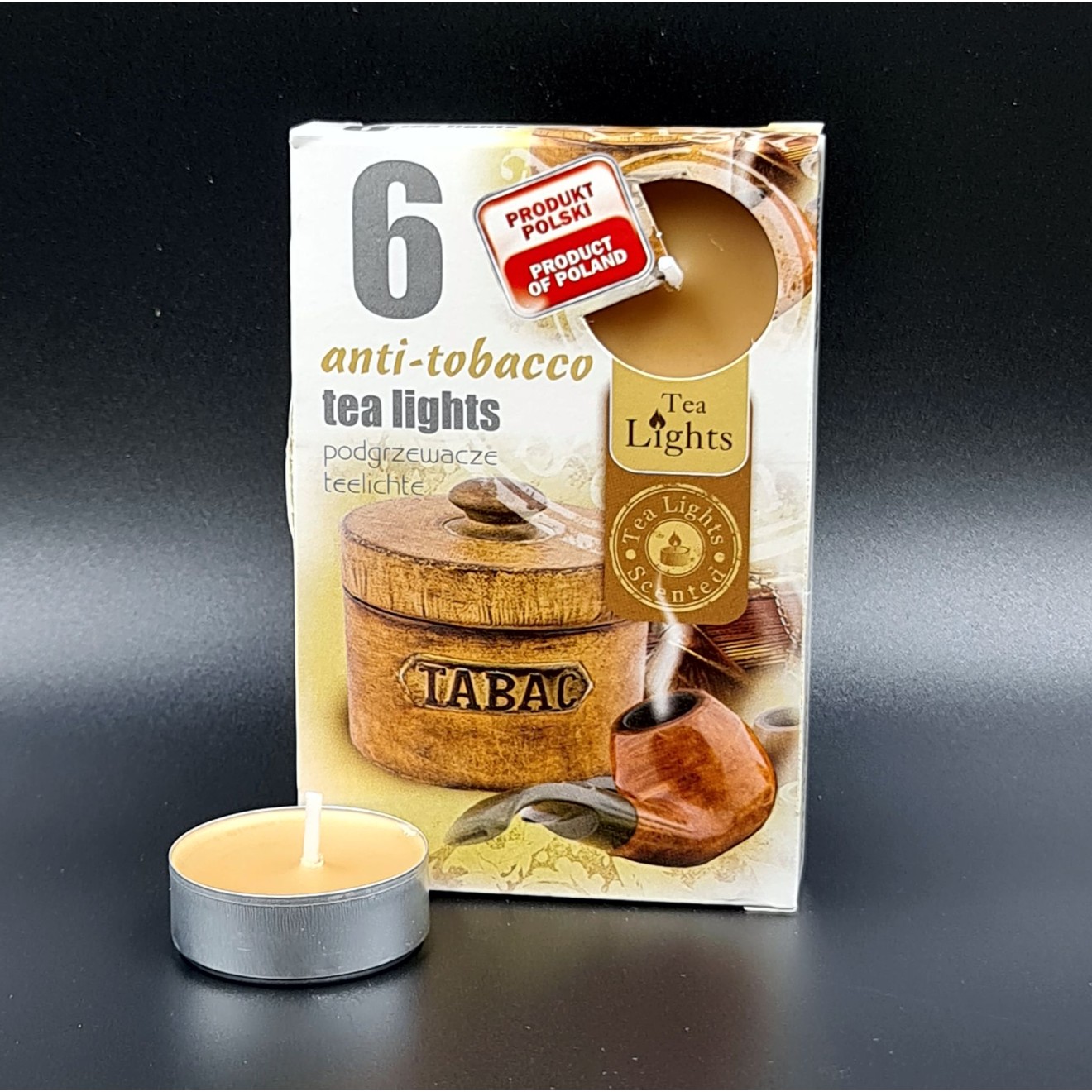 Duft-Teelichter 6er Anti Tabak